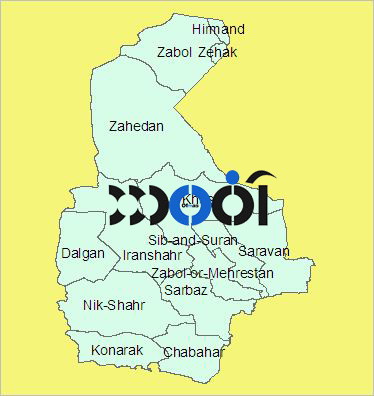 شیپ فایل شهرستانهای استان سیستان و بلوچستان